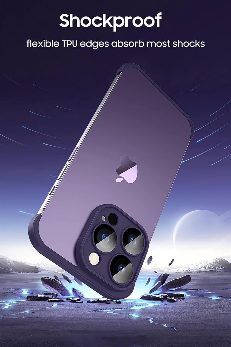 iPhone Case TPU Bumper, Frameless Bumper Case with Camera Lens Protector for iPhone 15 Pro Max, Slim Fit No Back No Frame Design TPU Bumper, Excellent Heat Dissipation, 1 Pcs (Purple) - Image 5