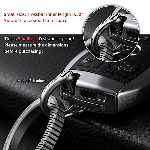FEGVE Small Titanium Key Ring with Screw Shackle - Car Fob Keychain Heavy Duty Strong Mini Titanium D Rings- 1/2 Inch/12mm (Silver 4 Pack) - Image 4