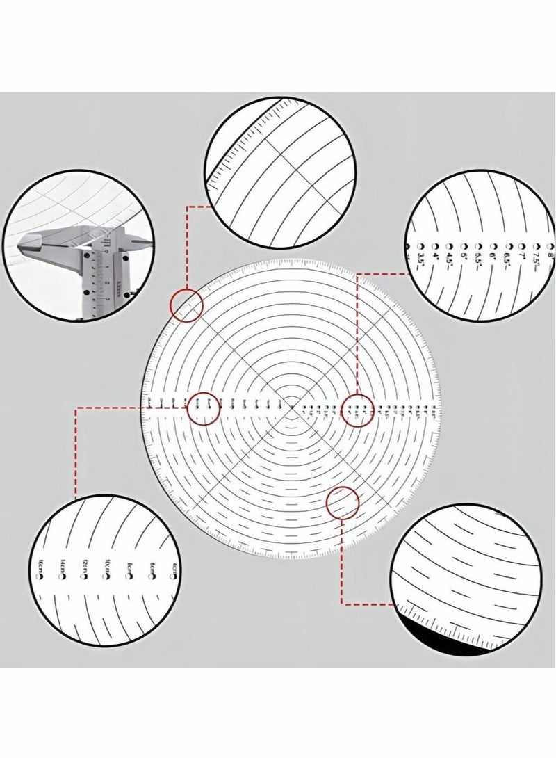 Excefore 10" Round Center Finder Compass Clear Acrylic for Drawing Circles on fabric, wood, poster board, plastic, metal, glass, composites also for irregularly shaped items, Measure Alignment Tool - Image 5
