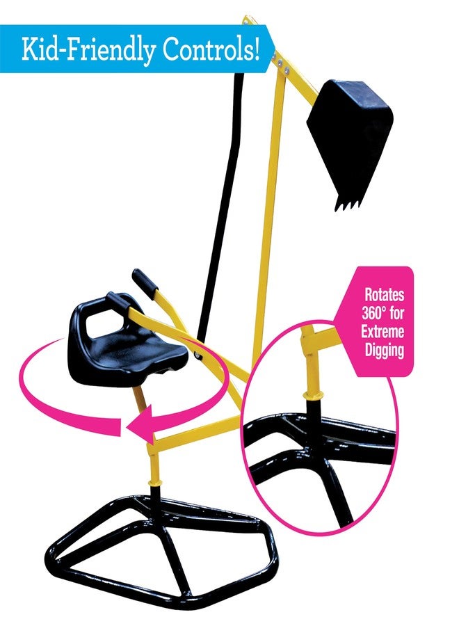 Svan Ride on Crane Digger w Stabilizing Base- Kids Outdoor Digging Excavator Play Toy or Gift- Swing & Scooper Grab Function, Rotation Seat Goes 360 Degrees Around- Use in Backyard Sandbox, Dirt or Snow - Image 3