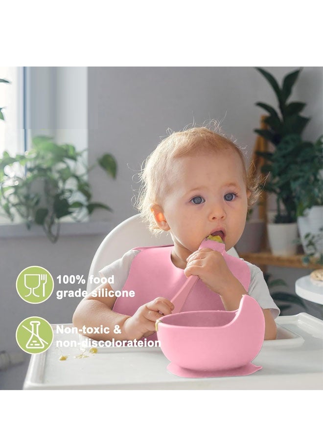 Beauenty Silicone Baby Feeding Set | Baby Led Weaning Supplies Includes Suction Bowls and Divided Plates, Adjustable Bib, Baby Utensils Spoons and Forks,Cup | Baby Feeding Essentials - Image 3