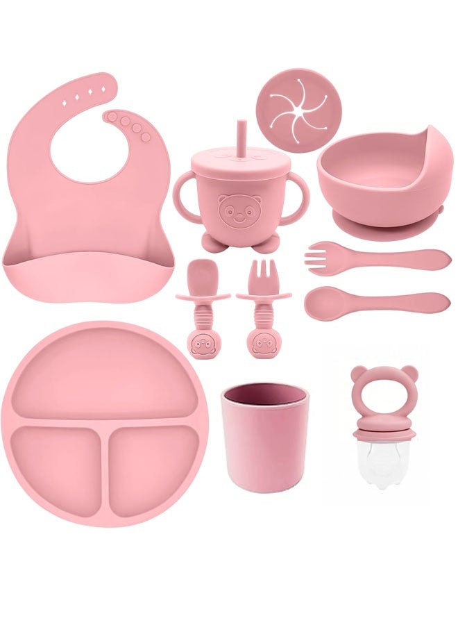 Beauenty Silicone Baby Feeding Set | Baby Led Weaning Supplies Includes Suction Bowls and Divided Plates, Adjustable Bib, Baby Utensils Spoons and Forks,Cup | Baby Feeding Essentials - Image 1