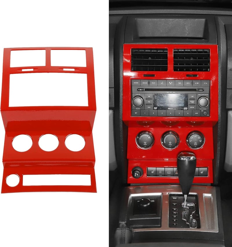 Jimen Center Console Dashboard Control Panel Cover Trim for 2007-2012 Dodge Nitro - Red - Image 1