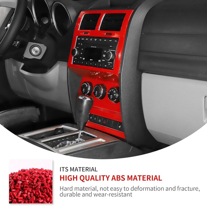 Jimen Center Console Dashboard Control Panel Cover Trim for 2007-2012 Dodge Nitro - Red - Image 3