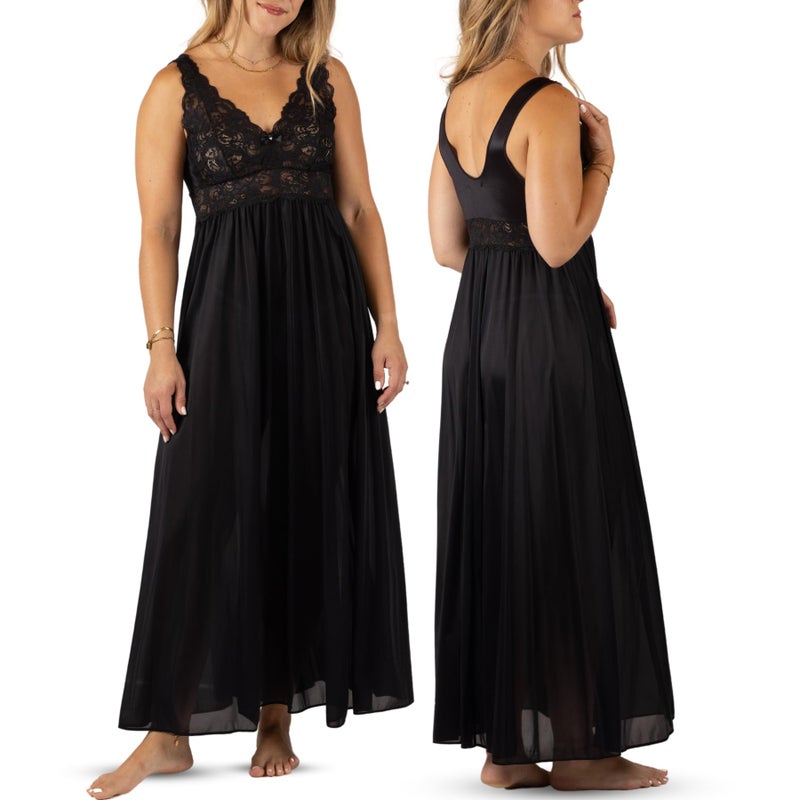 Shadowline womens Sleepwear Nightgown, Black, 1X Plus - Image 4