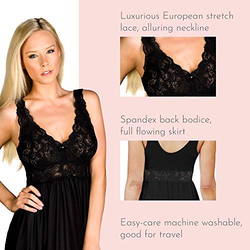 Shadowline womens Sleepwear Nightgown, Black, 1X Plus - Image 2