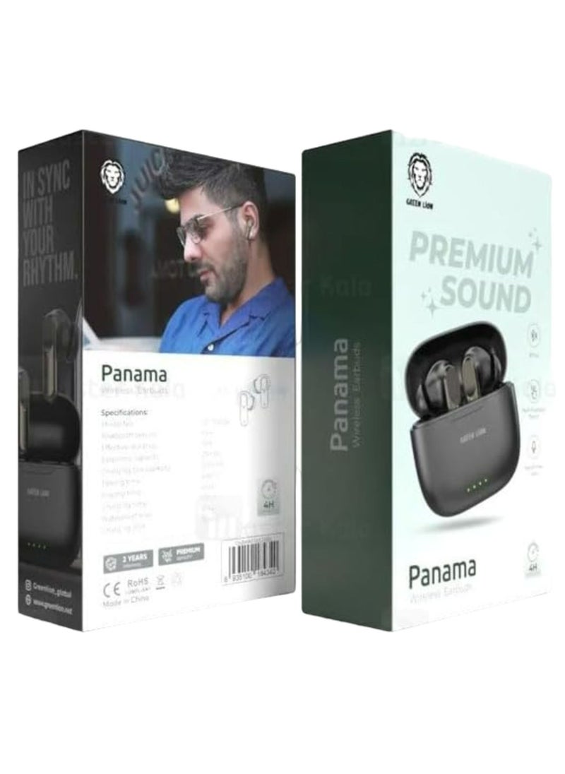 Panama Wireless Earbuds, 4 Hours Playing Time, Multi-Function Touch, Hands-Free Calls, 4.5 Hours Talking Time, Type-C Charging Port - Black