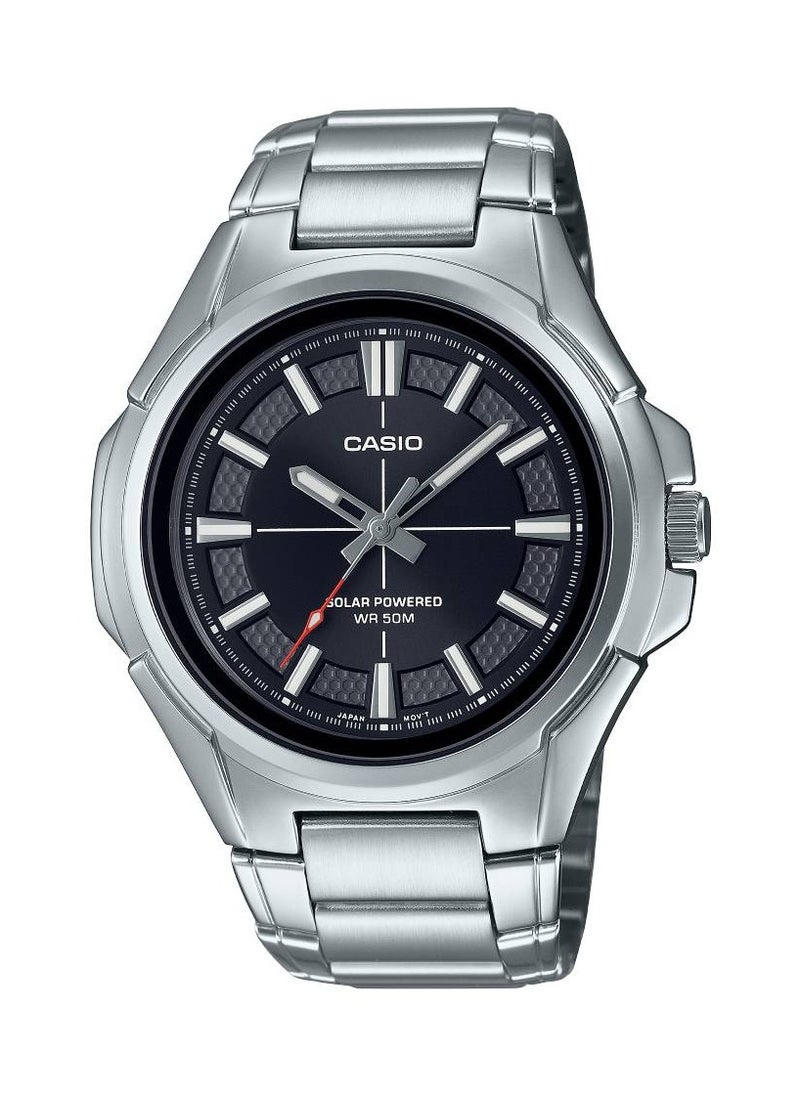 CASIO - Analog Solar Black Dial Stainless Steel Men's Watch MTP-RS100D-1AV - Image 1