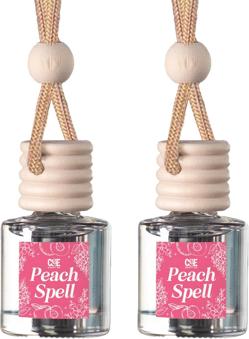 CE CRAFT زيت عطر معلق للسيارة من CANDECraftCo، معطر سيارة للزيوت العطرية، روائح عطرية للعلاج بالروائح للسيارة، موزع طويل الأمد (سحر الخوخ) - Image 1