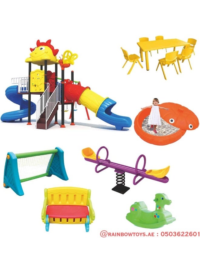 Rainbow Toys RBW TOYS Kids Play Sets & Playground Equipment All In One Slide for kids and Swings for kids toys. Play-Ground Toys Area Size 620x570x360cm. - Image 1