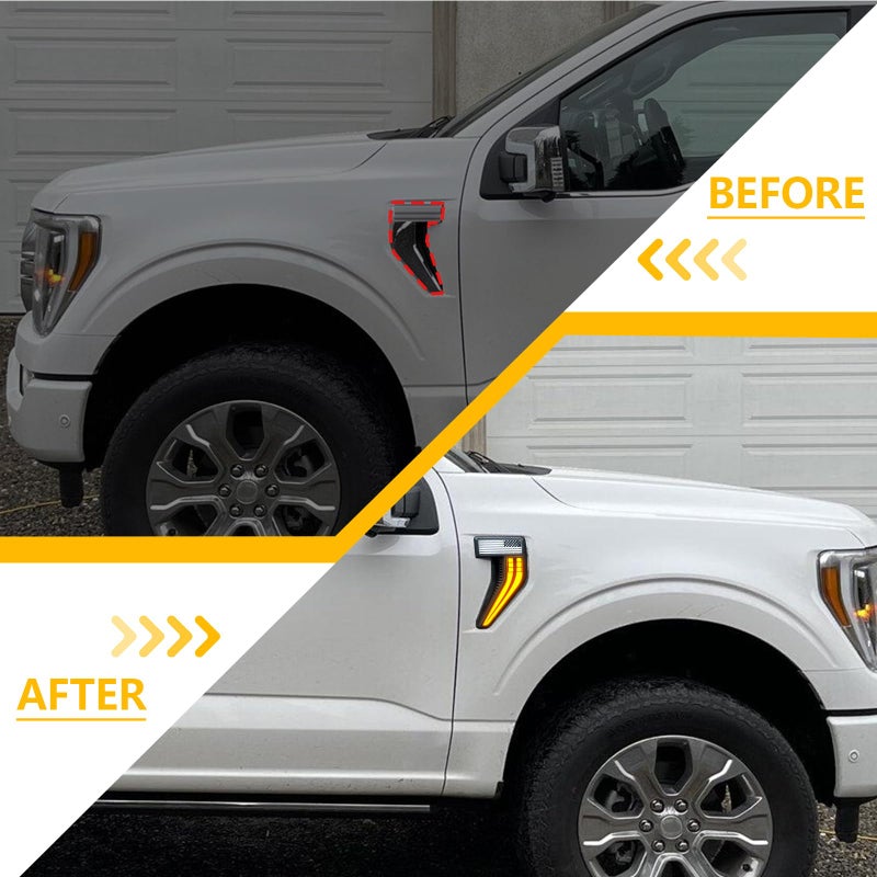 CFDSDE Fender Vent for F150 2021-2026 Fender Emblems Front Fender Badge Side Vent Cover for F150 Accessories XL XLT Lariat Limited Platinum, 1 Pair (21F150-Vents-Led) - Image 2