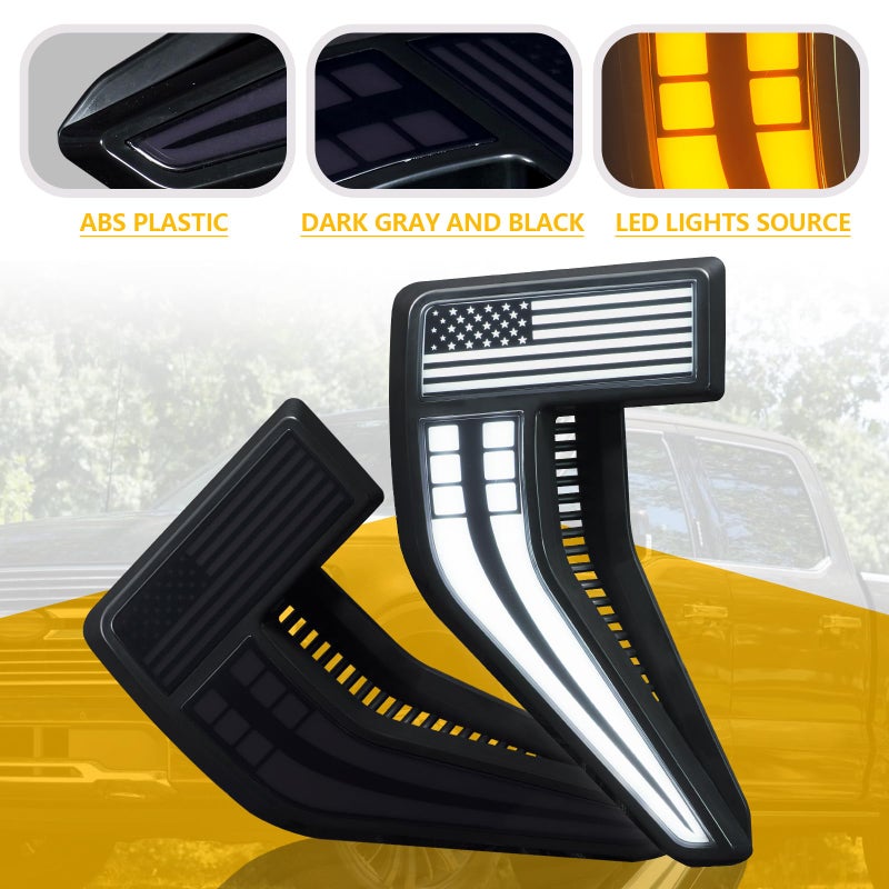 CFDSDE Fender Vent for F150 2021-2026 Fender Emblems Front Fender Badge Side Vent Cover for F150 Accessories XL XLT Lariat Limited Platinum, 1 Pair (21F150-Vents-Led) - Image 3