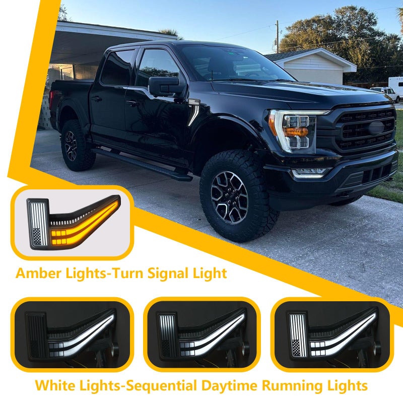 CFDSDE Fender Vent for F150 2021-2026 Fender Emblems Front Fender Badge Side Vent Cover for F150 Accessories XL XLT Lariat Limited Platinum, 1 Pair (21F150-Vents-Led) - Image 4