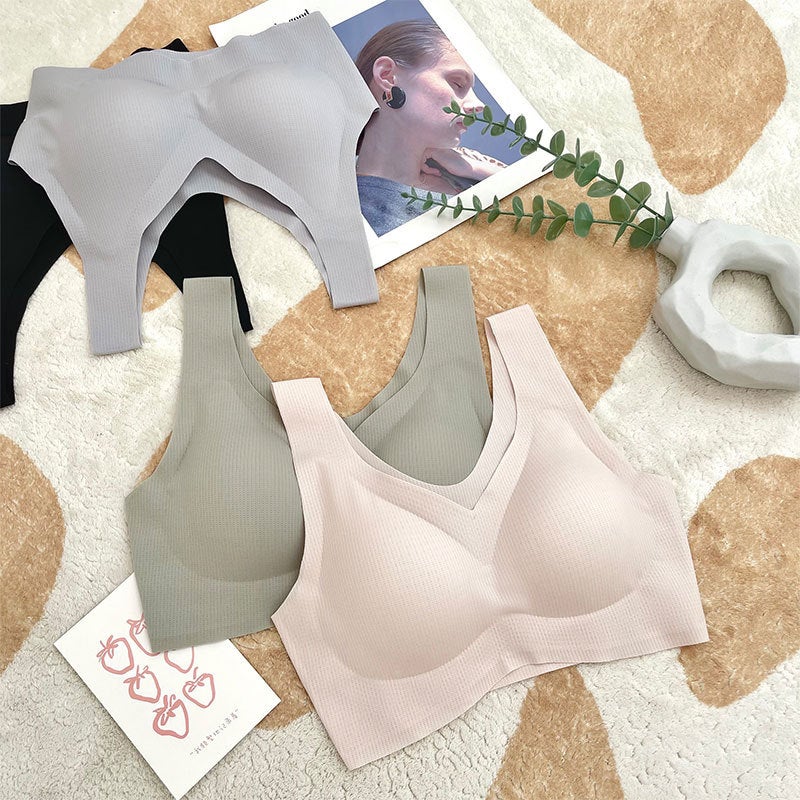 Autumn Seamless Sports Tank Top Womens Wireless Vest Bra Skin color - Image 3