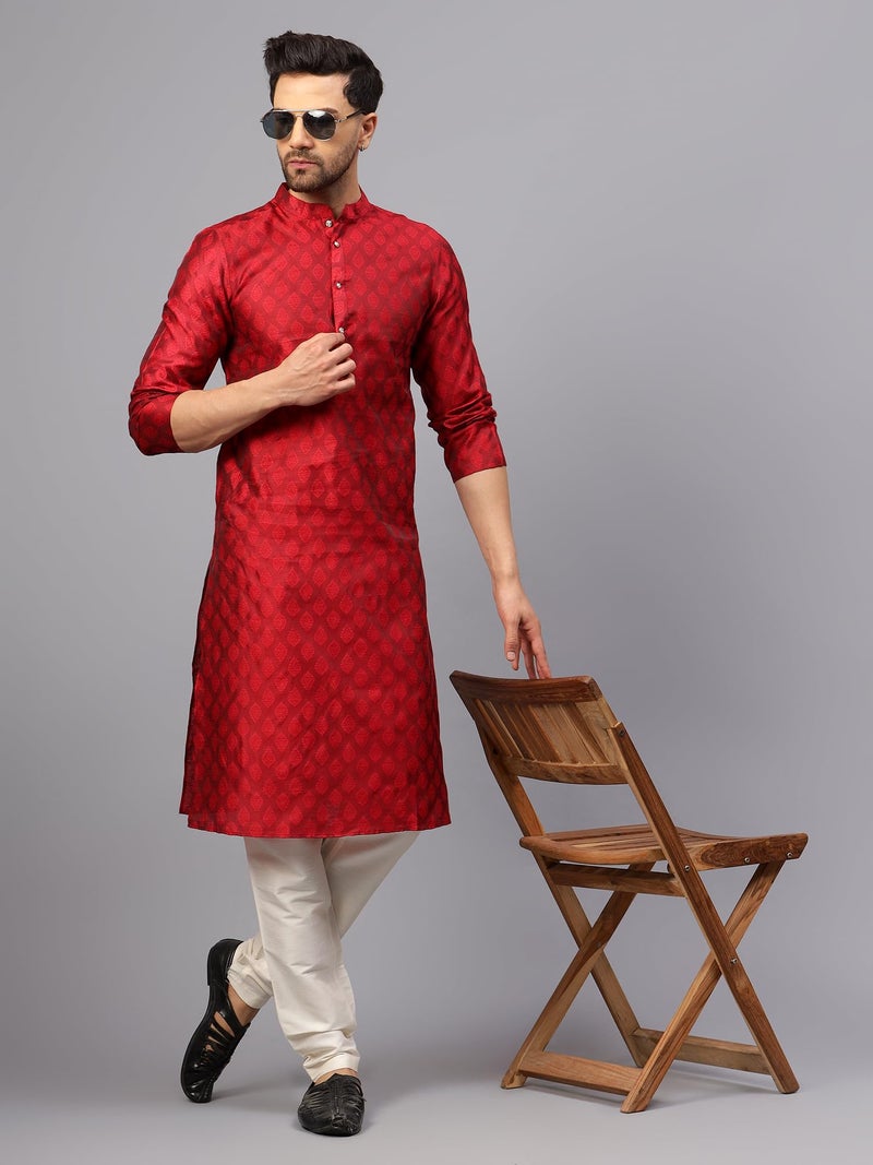 LATEST CHIKAN Men's Cotton Silk Blend Kurta and Pyjama Set - Image 2