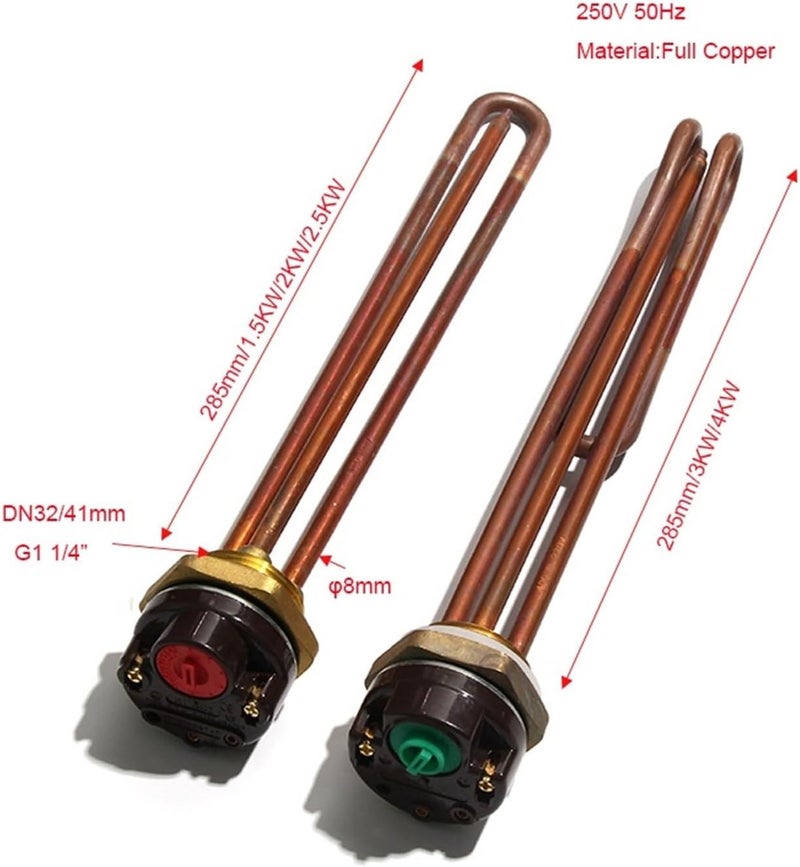 1pcs 250V Electric Water Heating Element 42MM Copper Thread Heater Thermostat Switch Controlling Probe 1.5KW2KW2.5KW3KW4KW - Image 3