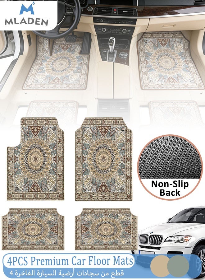 MLADEN 4PCS Floor Mats For Heavy Duty Vehicles SUVs And Trucks Premium Polyester Floor Mat Car Mats For Car Flooring Waterproof Decoration Universal Flooring For Car Interior Accessories(B) - Image 1