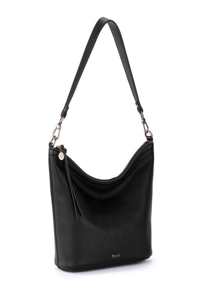 The Sak Jasmine Small Hobo in Leather, Detachable Shoulder Strap, Black - Image 2