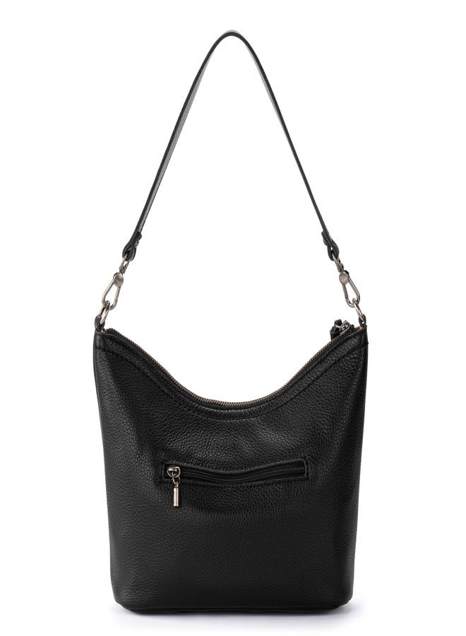 The Sak Jasmine Small Hobo in Leather, Detachable Shoulder Strap, Black - Image 4