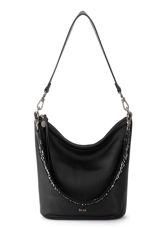 The Sak Jasmine Small Hobo in Leather, Detachable Shoulder Strap, Black - Image 1