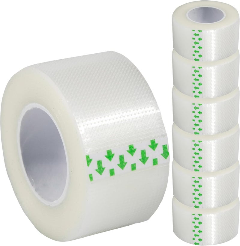 Vakly Clear Transparent Medical Emergency Tape  1 inch x 10 Yards 6 Pack First Aid Bandage Adhesive For Wound Dressing Care1x10 Yds Breathable Hypoallergenic and Latex Free For Sensitive Skin6 - Image 1