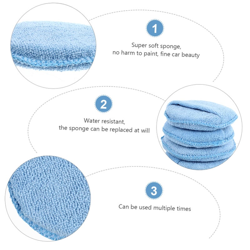 Microfiber Round Sponge Pads 5 Pack Soft Buffing Polishing Waxing Detailing Car - Image 4