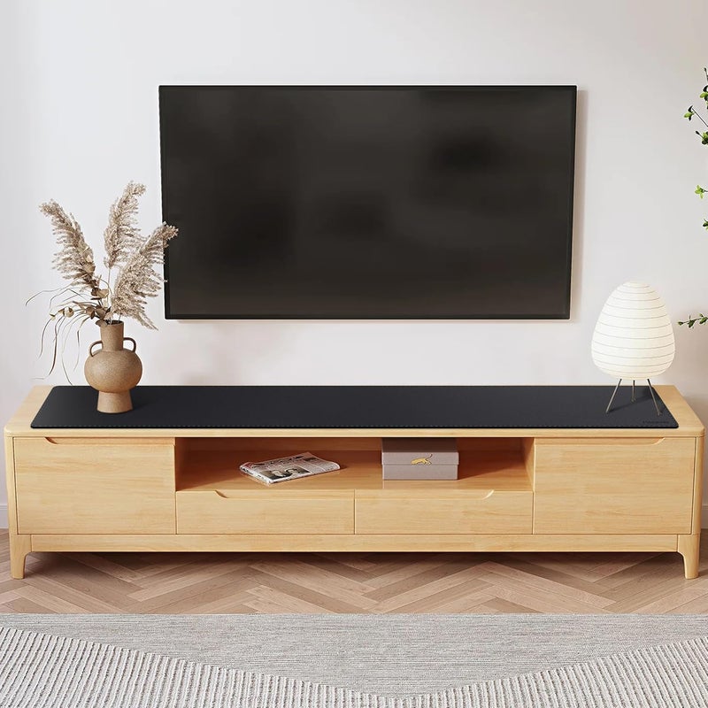 MAIDERN مايدرن حصيرة مكتب جلدية، 55 × 7.9 بوصة حصيرة مكتب جلدية PU كبيرة، حصيرة ماوس جلدية مقاومة للماء/عديمة الرائحة، حصيرة مكتب كمبيوتر للمكتب/المنزل (أسود) - Image 4