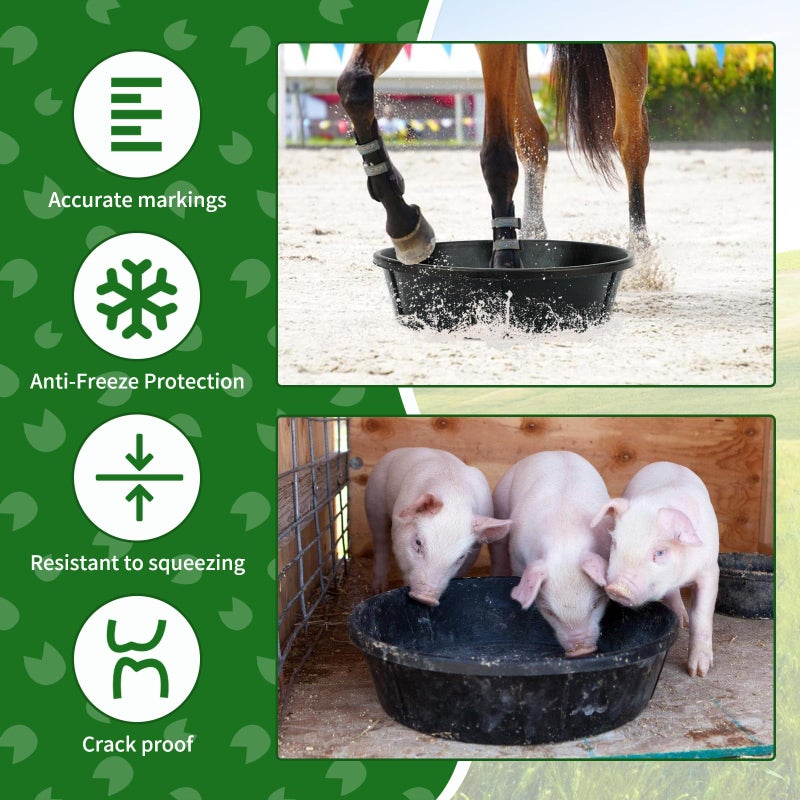 Midollarle 3Pcs Heavy Duty Rubber Feeder Pan, 12Q/3Gal Horses Feed Pan, Large Feed Bucket for Animal Feeding, Livestock Water Bowl Chicken Dust Bath Tub for Horse Goat Pig Dog Farm Livestock Poultry - Image 3
