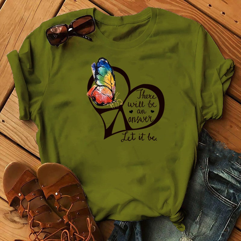 2020 AliExpress wish ebay Amazon foreign trade independent station womens Christmas Animal Flower short sleeve Army Green 