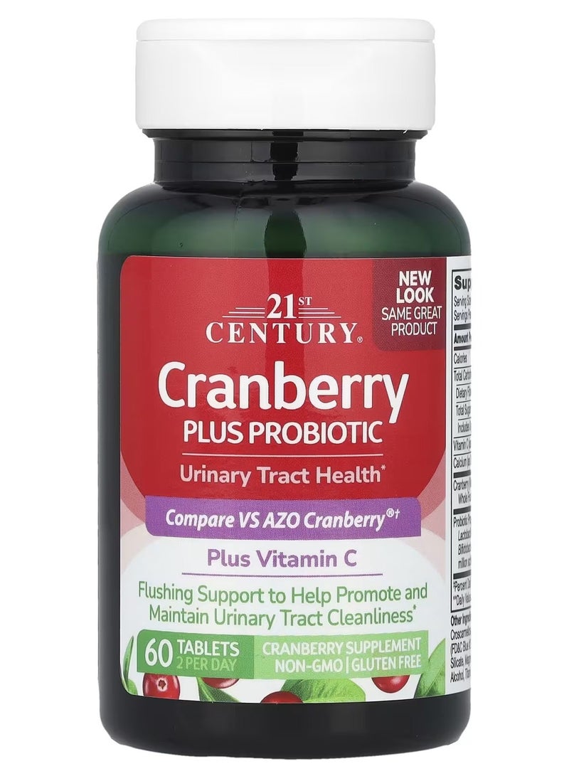 21st Century Cranberry Plus Urinary Tract Support Supplement Cranberry Flavor 60 Tablets - Image 1