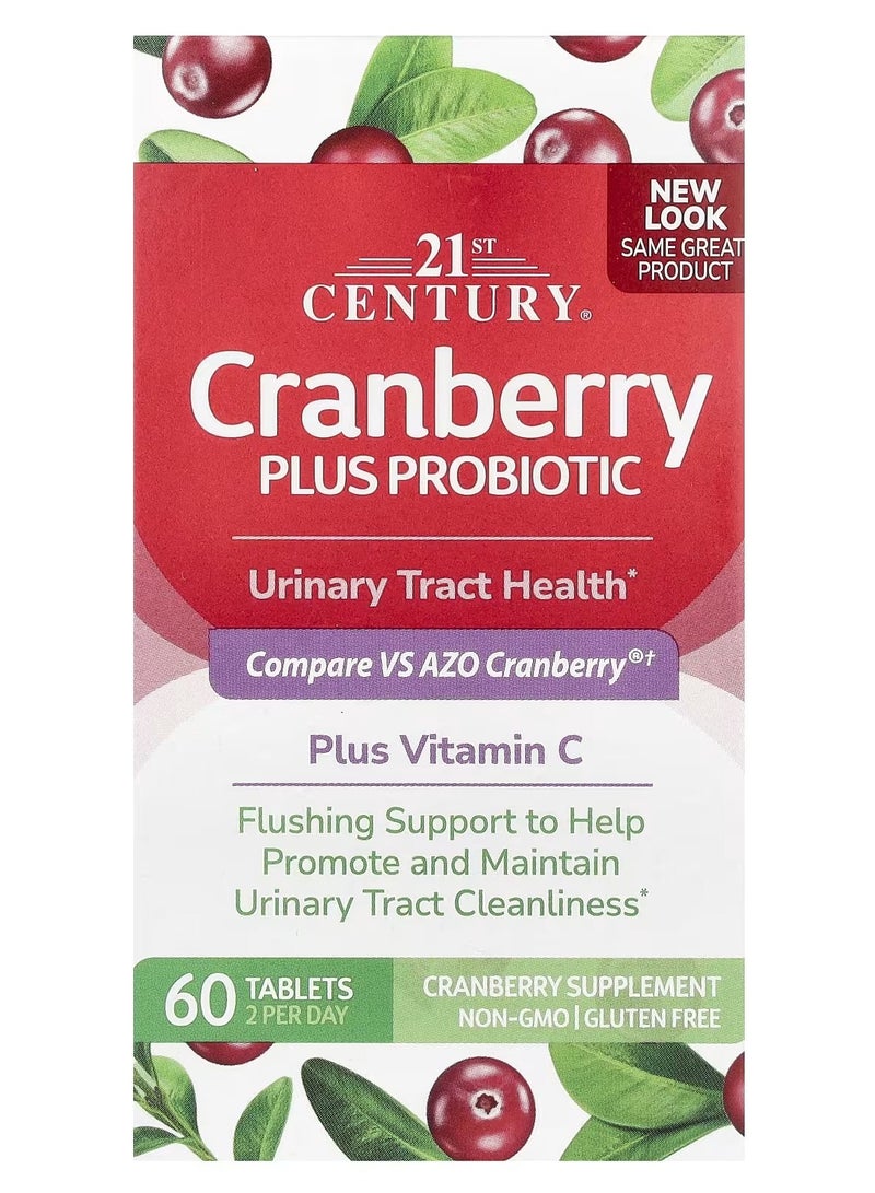 21st Century Cranberry Plus Urinary Tract Support Supplement Cranberry Flavor 60 Tablets - Image 2