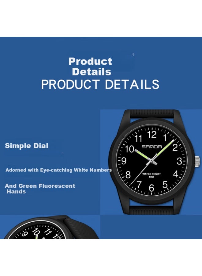 Sanda Watch For Men And Women, Students, Fashion Simple Design, Suitable For Middle School, High School Students, Civil Servant Exam, Waterproof Children's Quartz Watch - Image 5