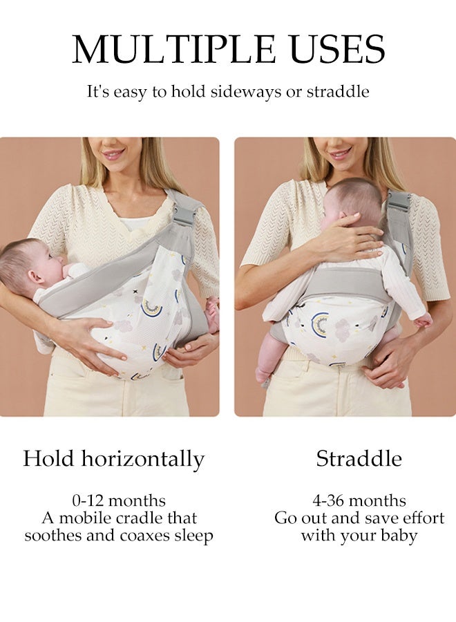 DUNISO Newborn Baby Carrier Front Extendable Easy Carrier, Newborn Baby Carrier, Soft Portable Baby Sling, Adjustable One Shoulder Crossbody Carrier, Quick Dry, Thick And Wide Straps, Suitable For Babies 0-24 Months - Image 5