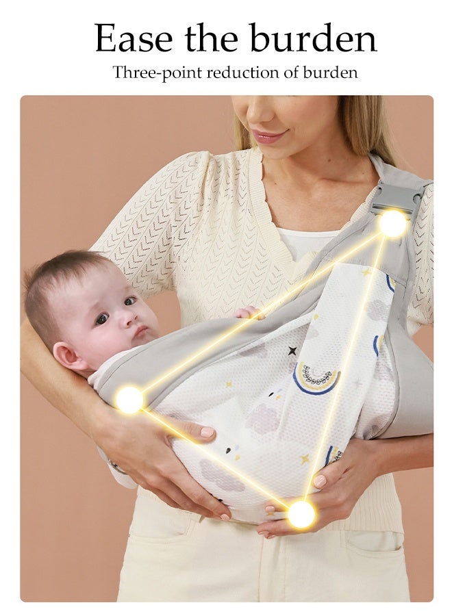 DUNISO Newborn Baby Carrier Front Extendable Easy Carrier, Newborn Baby Carrier, Soft Portable Baby Sling, Adjustable One Shoulder Crossbody Carrier, Quick Dry, Thick And Wide Straps, Suitable For Babies 0-24 Months - Image 3