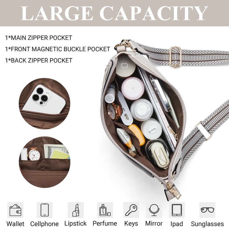 Mroede Crossbody Bags for Women Crossbody Purse for Women Vegan Leather Hobo Purses Shoulder Handbags with Detachable Strap for Daily Travel Work - Image 4