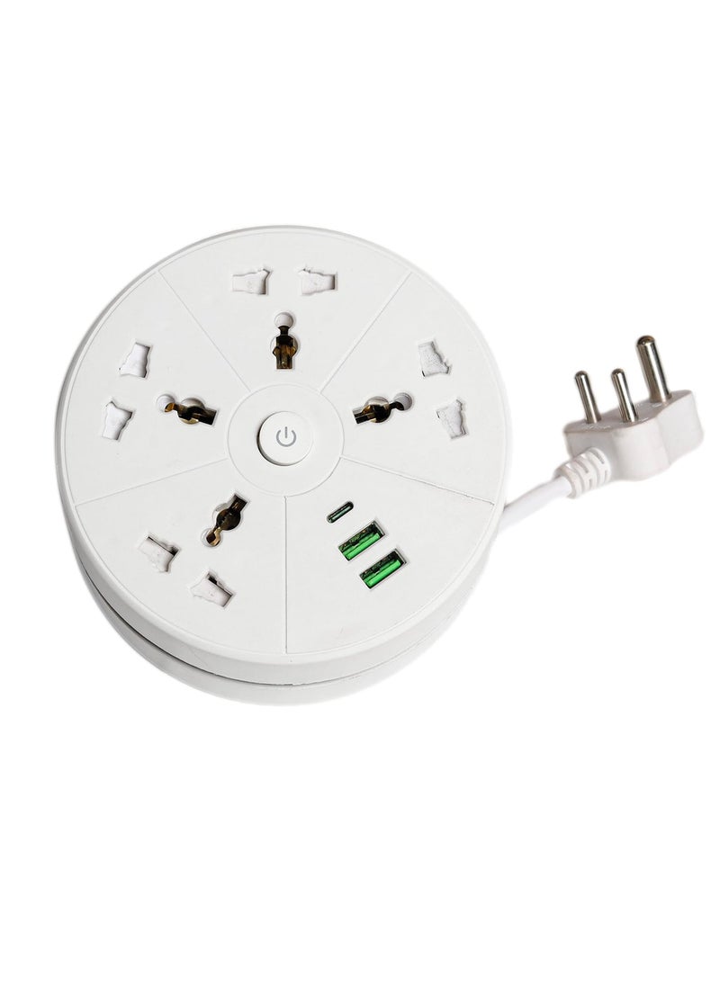 EMBOX EMBOX Rotary Extension Board with USB C USB A Extension Board with Switches Universal Sockets LED Indicator5 mtr Extension Cord Multi Plug Socket with Safety Shutter4 Sockets 3USB Retractable  - Image 4