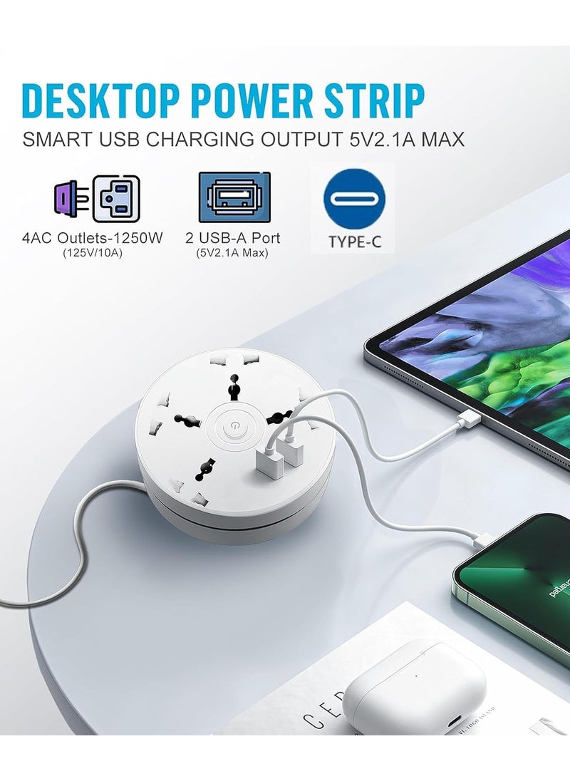 EMBOX EMBOX Rotary Extension Board with USB C USB A Extension Board with Switches Universal Sockets LED Indicator5 mtr Extension Cord Multi Plug Socket with Safety Shutter4 Sockets 3USB Retractable  - Image 3