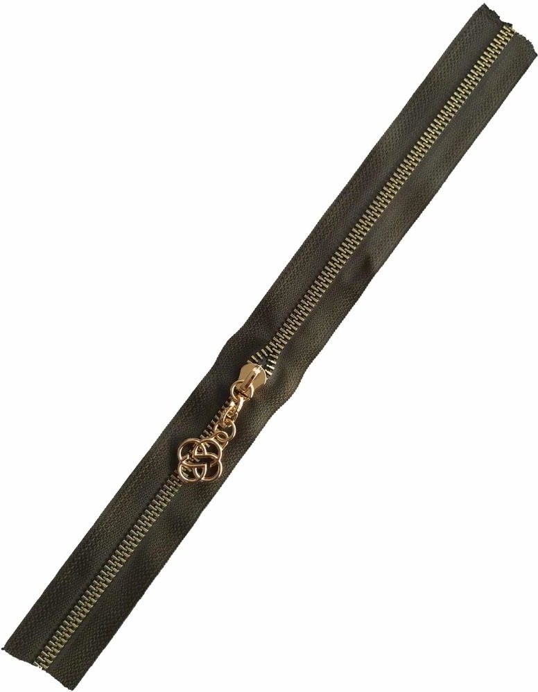 Angel Çanta Aksesuar Angel Bag Accessory Headed Zipper 30 cm Light Gold Metal Khaki 