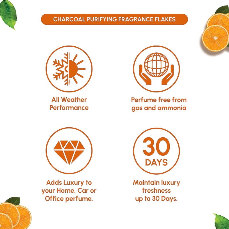 Aromahpure Premium Home Perfume Flakes with Activated Charcoal Air Purifier with Fresh Fragrances Citrus Charm Orange Lemongrass 100 gm Home Air Freshener Use in Home Kitchen Wardrobe - Image 4