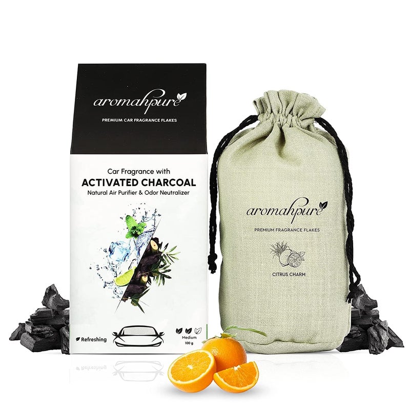 Aromahpure Premium Home Perfume Flakes with Activated Charcoal Air Purifier with Fresh Fragrances Citrus Charm Orange Lemongrass 100 gm Home Air Freshener Use in Home Kitchen Wardrobe - Image 1