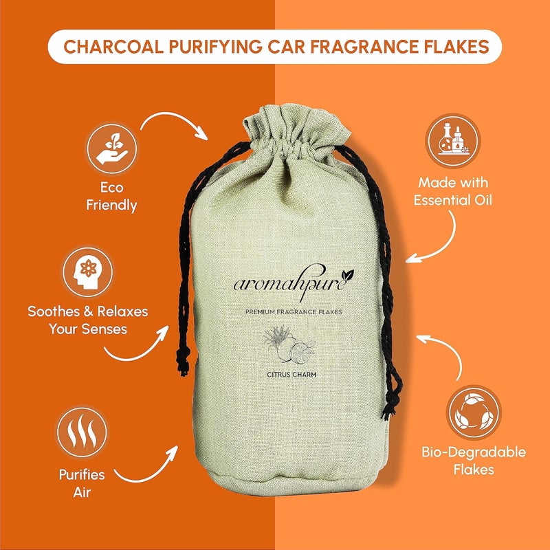Aromahpure Premium Home Perfume Flakes with Activated Charcoal Air Purifier with Fresh Fragrances Citrus Charm Orange Lemongrass 100 gm Home Air Freshener Use in Home Kitchen Wardrobe - Image 5