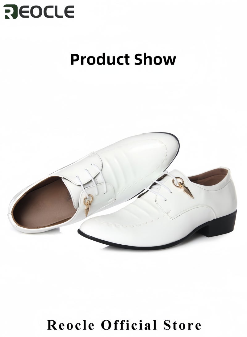 ريوكل أحذية رجالية رسمية للرجال أحذية رجالية لامعة مدببة من الأمام أحذية سهرة أحذية جلدية من البولي يوريثان أحذية جلدية للأعمال أحذية رسمية كلاسيكية مسطحة مسطحة لحفلات الزفاف والكوكتيلات والحفلات - Image 2