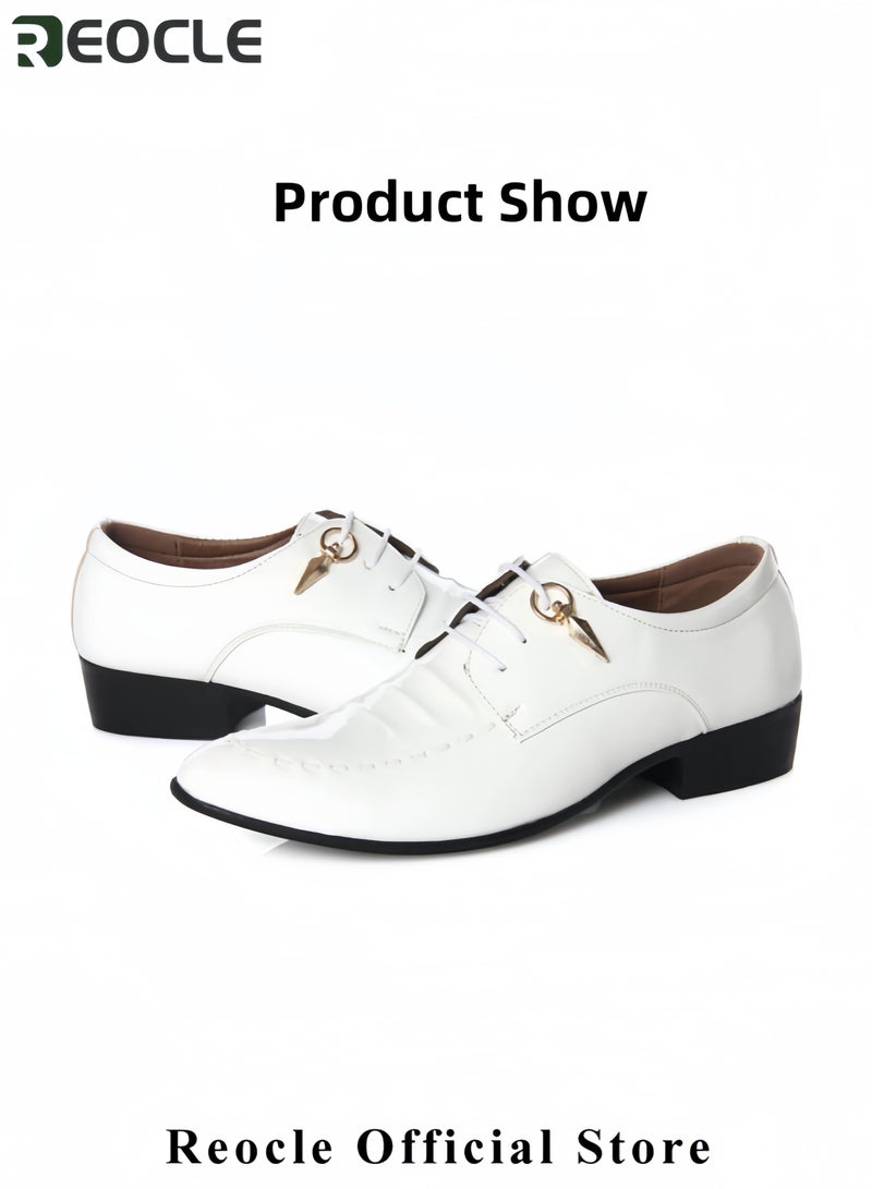 ريوكل أحذية رجالية رسمية للرجال أحذية رجالية لامعة مدببة من الأمام أحذية سهرة أحذية جلدية من البولي يوريثان أحذية جلدية للأعمال أحذية رسمية كلاسيكية مسطحة مسطحة لحفلات الزفاف والكوكتيلات والحفلات - Image 3