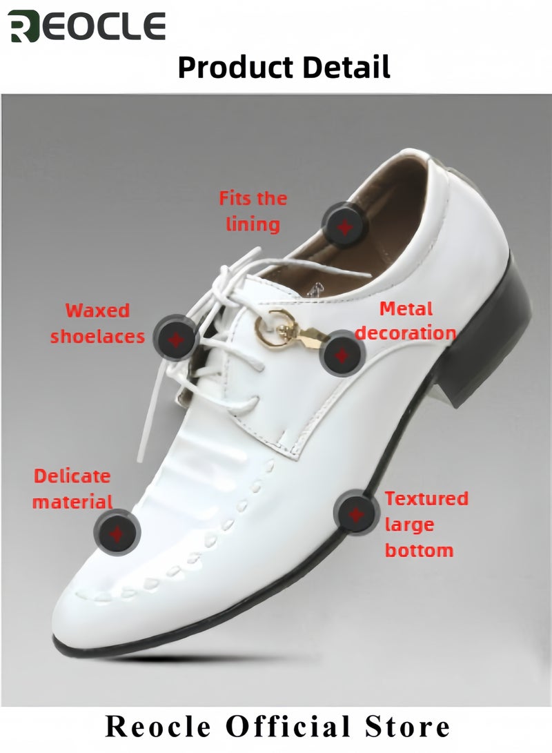 ريوكل أحذية رجالية رسمية للرجال أحذية رجالية لامعة مدببة من الأمام أحذية سهرة أحذية جلدية من البولي يوريثان أحذية جلدية للأعمال أحذية رسمية كلاسيكية مسطحة مسطحة لحفلات الزفاف والكوكتيلات والحفلات - Image 4