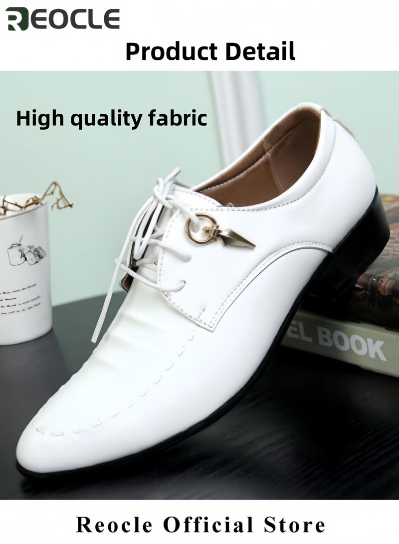 ريوكل أحذية رجالية رسمية للرجال أحذية رجالية لامعة مدببة من الأمام أحذية سهرة أحذية جلدية من البولي يوريثان أحذية جلدية للأعمال أحذية رسمية كلاسيكية مسطحة مسطحة لحفلات الزفاف والكوكتيلات والحفلات - Image 5