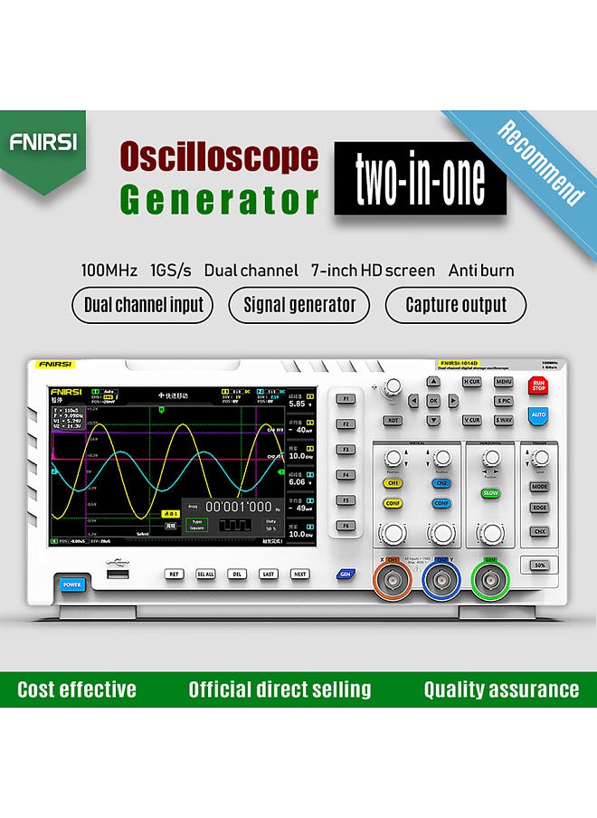 FNIRSI - Portable 7 Inch TFT LCD Display Screen Two In One Dual Channel Input Signal Generator Desktop Oscilloscope Capture Output Signal Function 100MHz* 2 Ana-log Bandwidth 1GSa/s Sampling Rate - Image 1