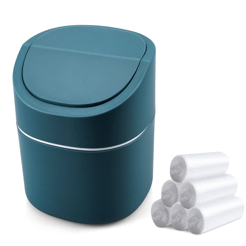 Business King Mini Desk Trash Can with Lid with Trash Bags 180 Pcs Swing-Lid Tiny Countertop Garbage Bin Small Table Top Plastic Covered Waste Basket - Image 1