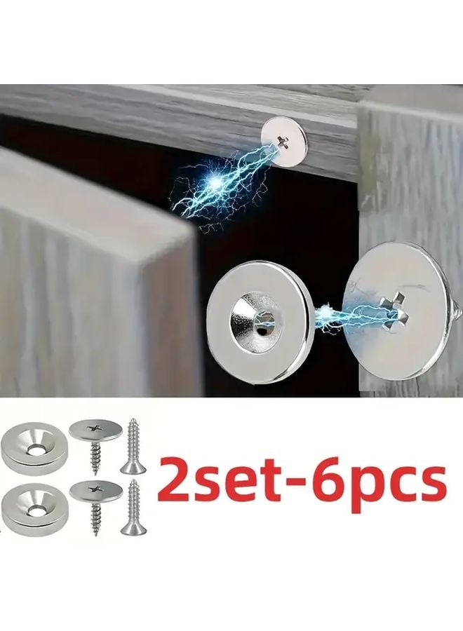 2 Sets 6 Pcs Cabinet Door Magnetic Latches Concealed Closure For Kitchen Glass Furniture - Image 1