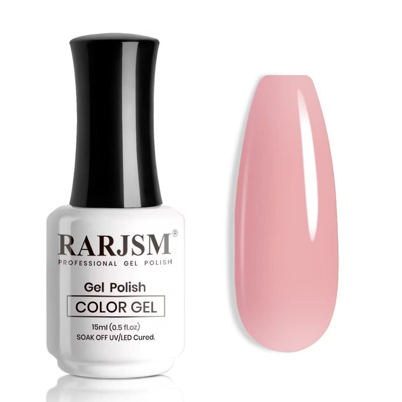 RARJSM Nude Gel Polish Sheer Rose Pink Gel Nail Polish Clear Pink French Manicure Nude Pink Jelly Nail GelPolish Varnish Curing Requires 1pcs 15ml LED UV Gel Soak Off for Home Salon Nail Art DIY - Image 1