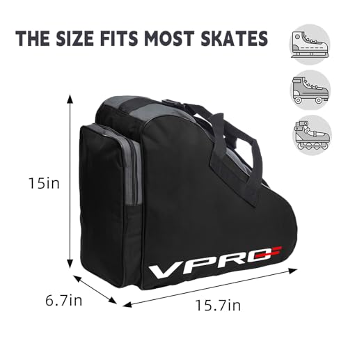 VPRO Adjustable Shoulder Strap and Top Handle Oxford Cloth Bag to Carry Roller, Ice Skates for Kids and Adults (Blue) - Image 4